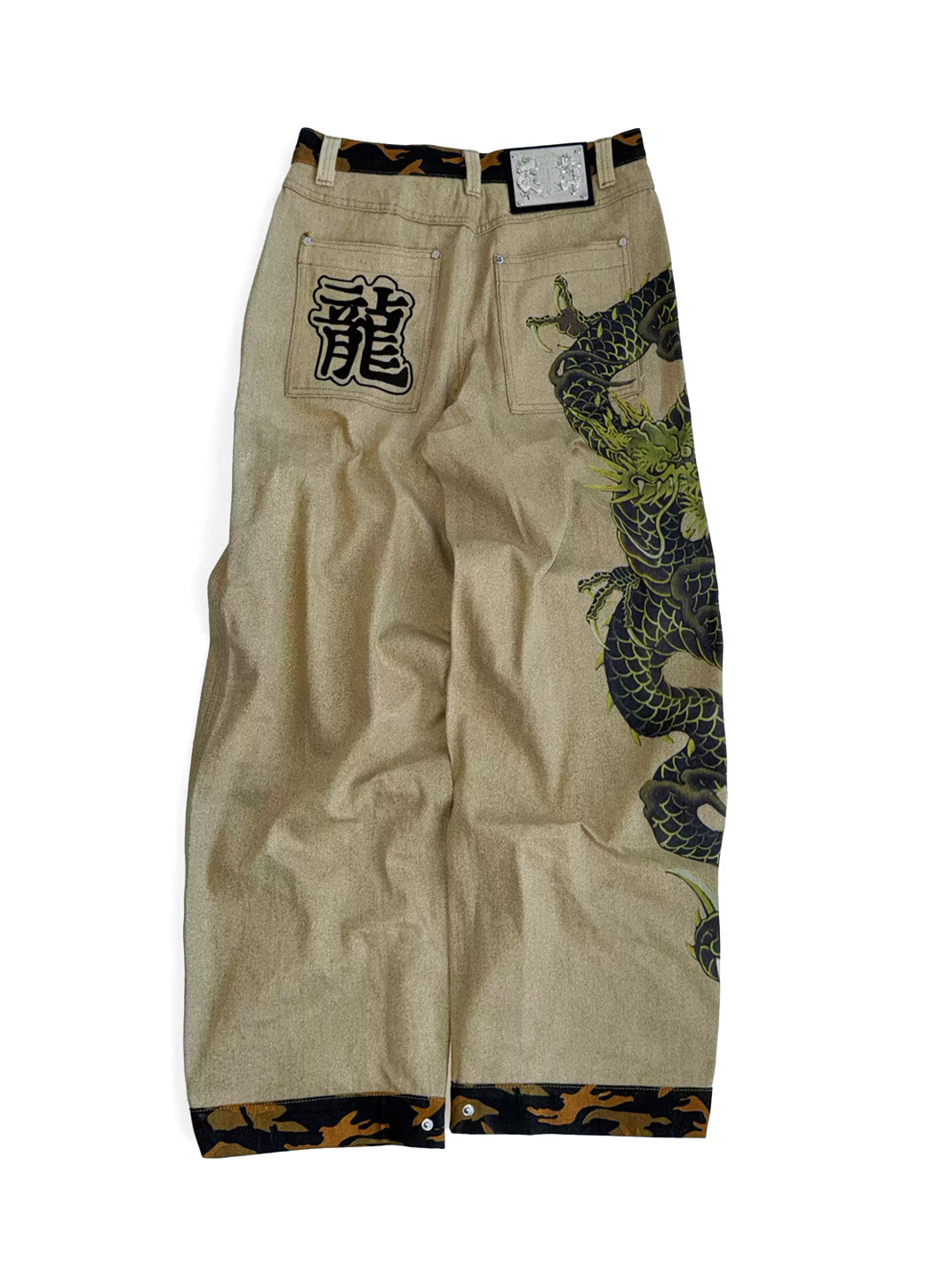 Khaki Dragon Print Straight-Leg Jeans — product view 2