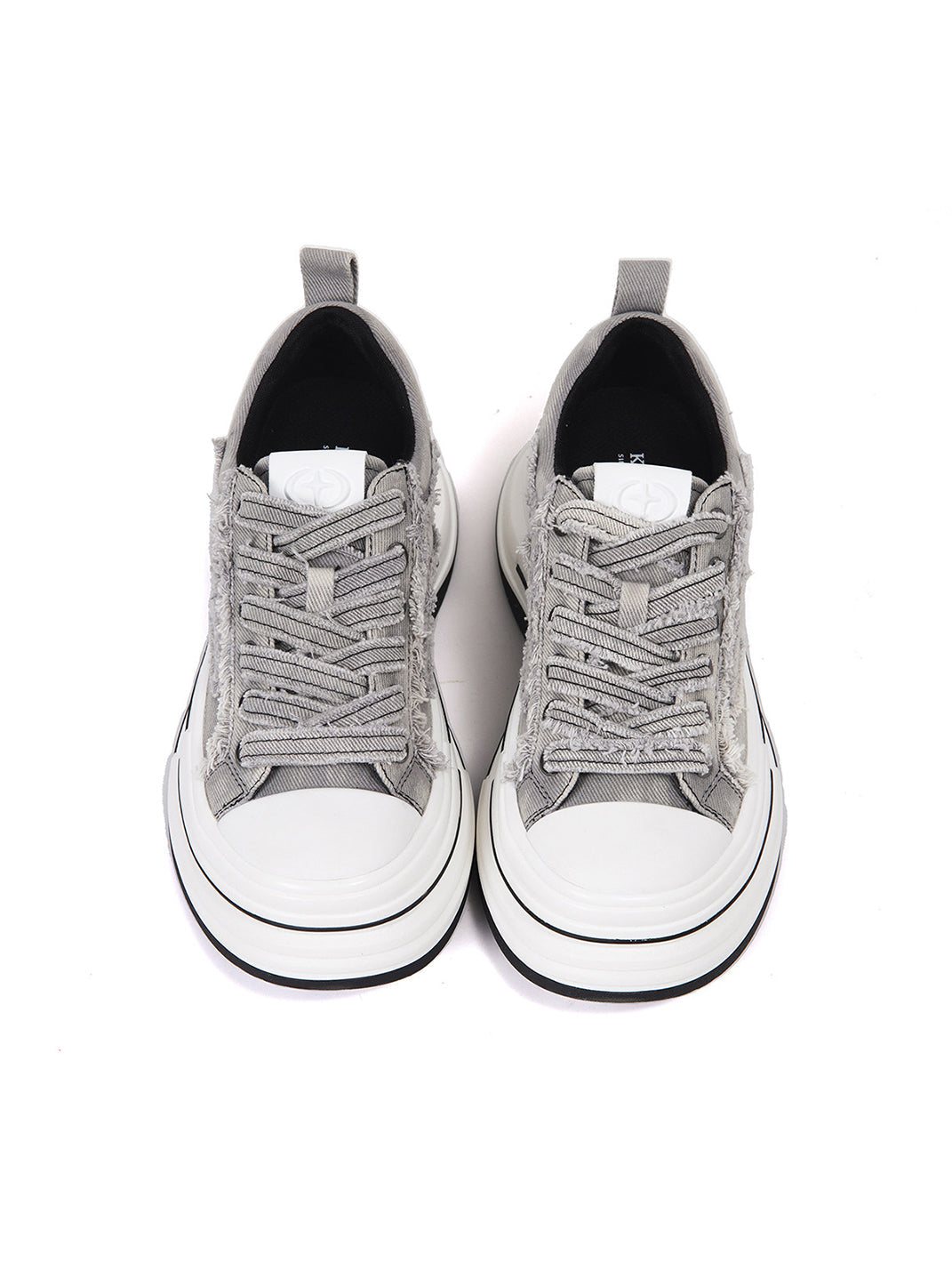 Gray Frayed-Canvas 7 cm Platform Sneakers - View 7