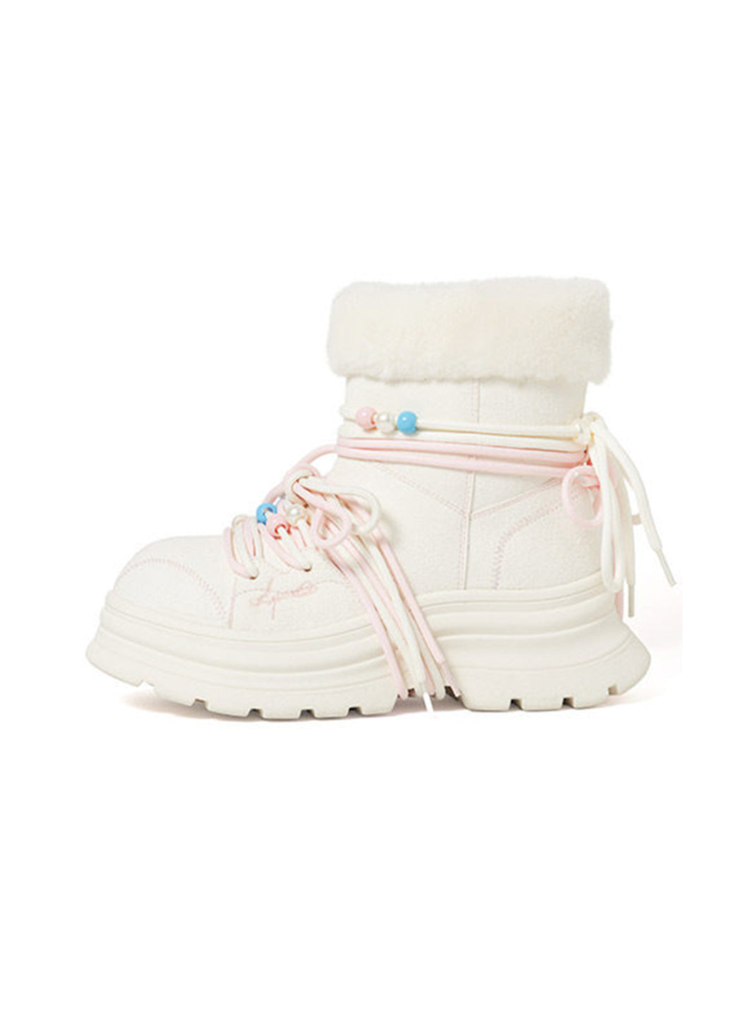 White Teddy-Lined Chunky Winter Boots