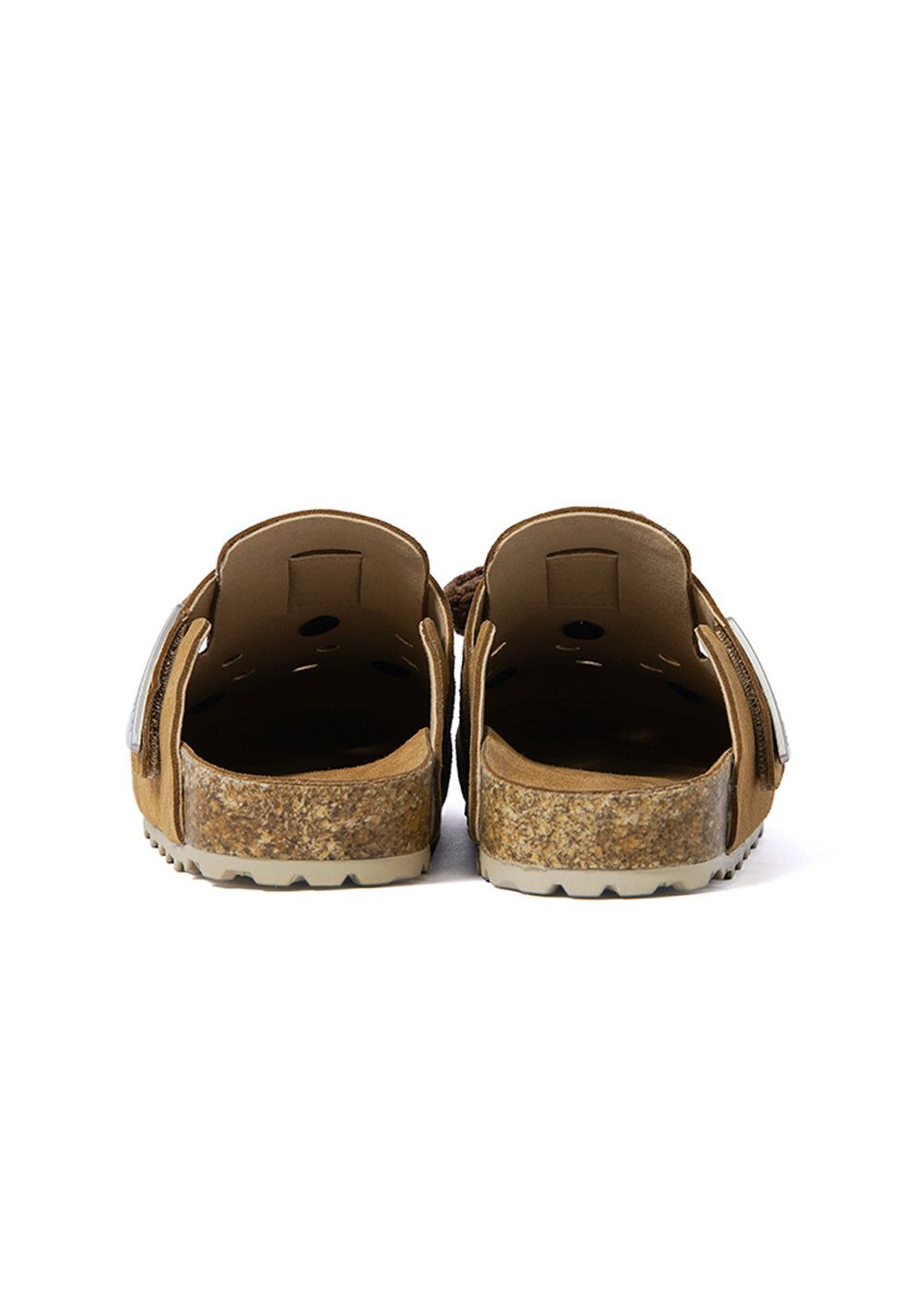 Charm-Embellished Perforated Brown Clogs - View 8