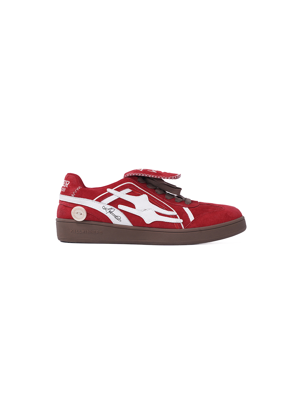 Red Suede Patchwork Low-Top Trainers - View 9