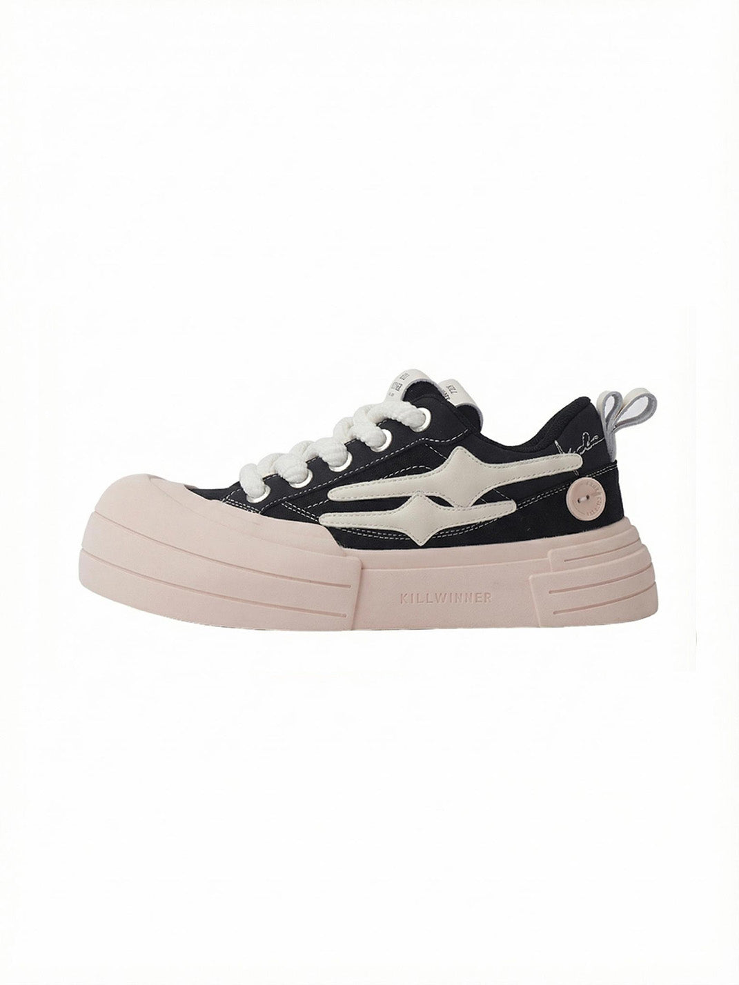 Black Smile Patch Platform Sneakers