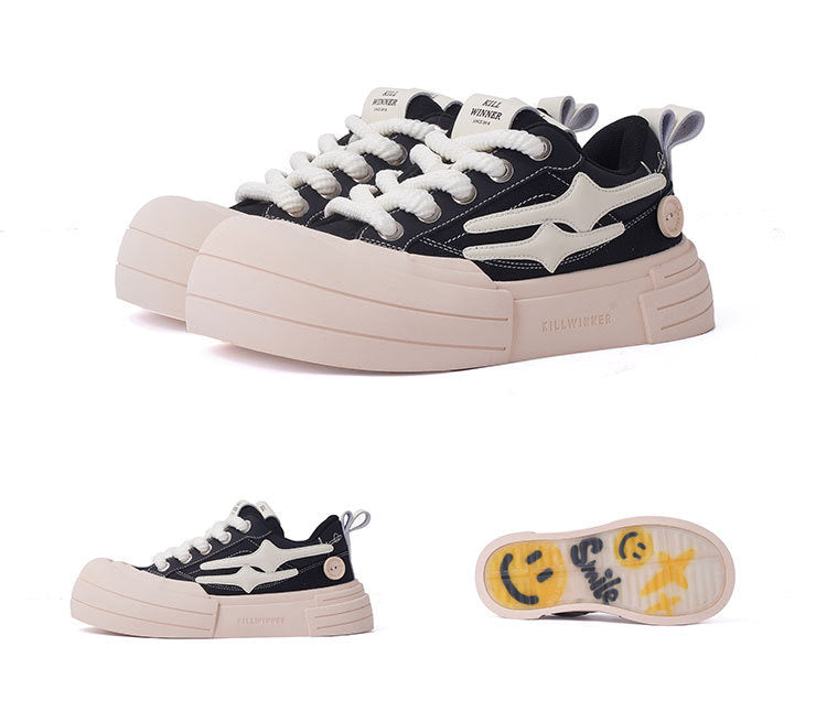 Black Smile Patch Platform Sneakers - View 13