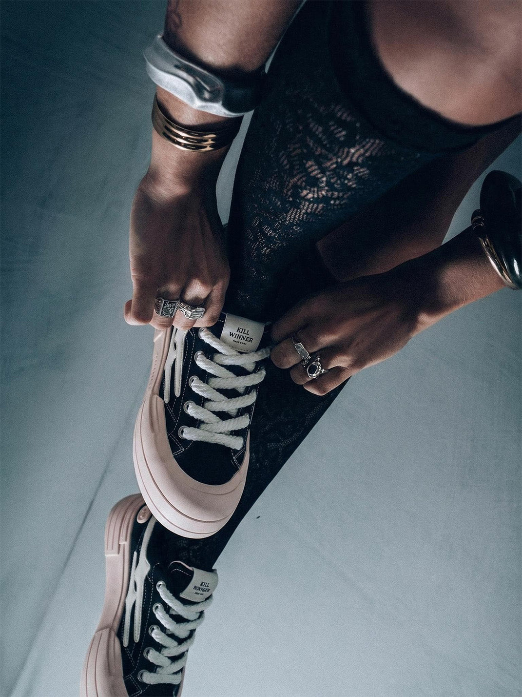 Black Smile Patch Platform Sneakers - View 3