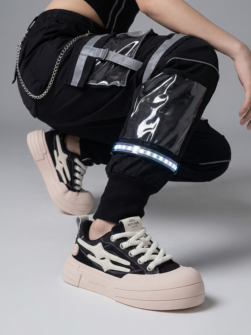 Black Smile Patch Platform Sneakers - View 4