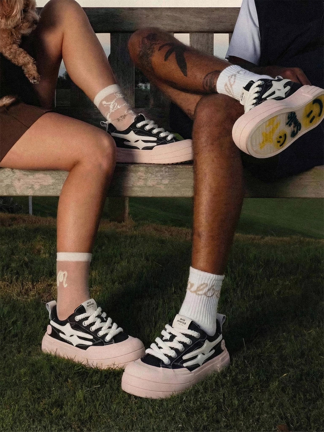 Black Smile Patch Platform Sneakers - View 5