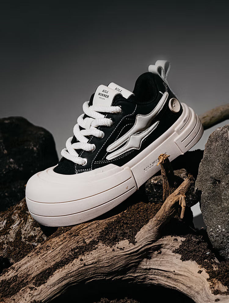 Black Smile Patch Platform Sneakers - View 7