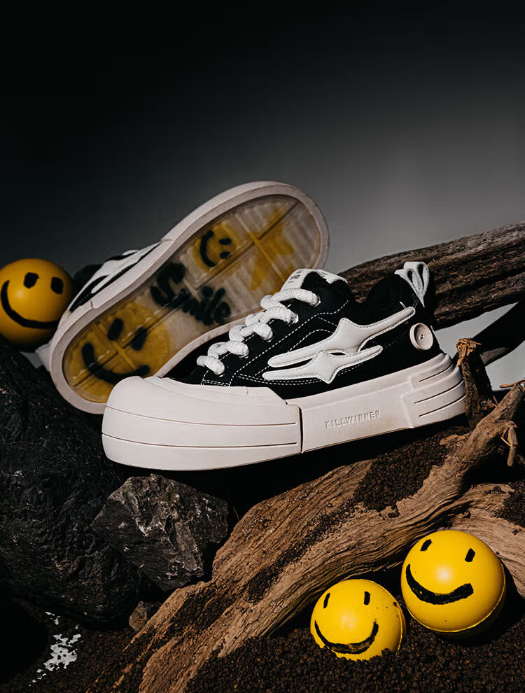 Black Smile Patch Platform Sneakers - View 8
