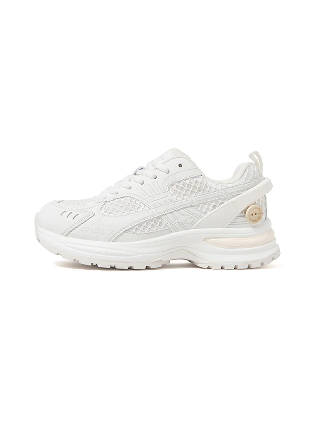 White Mesh Sculpted-Sole Runner Sneakers