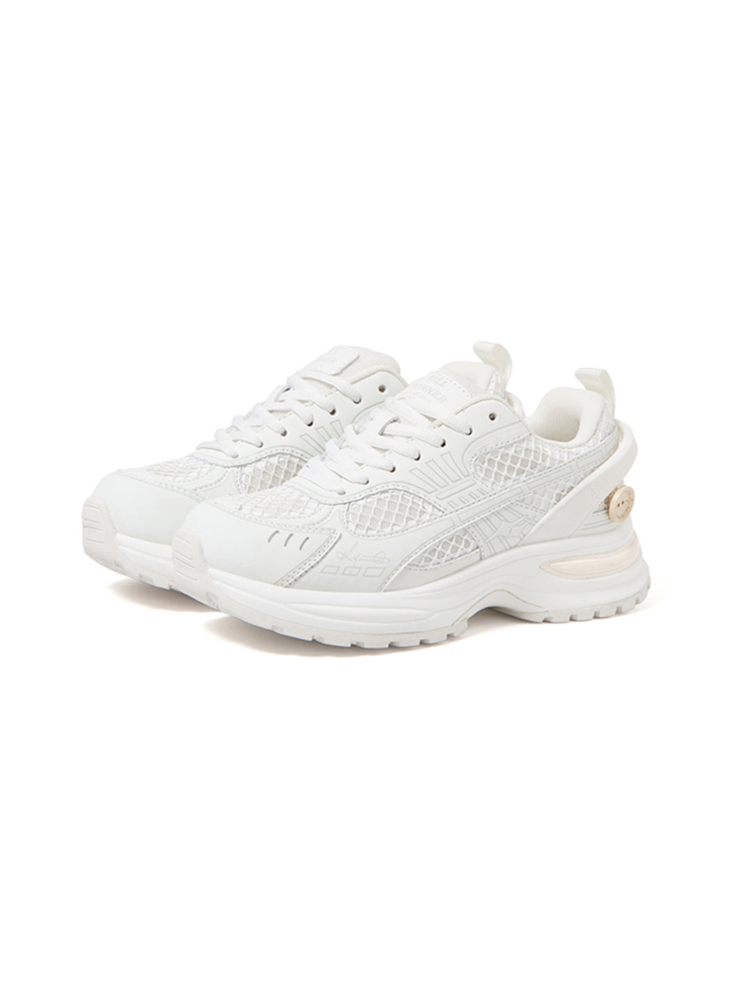 White Mesh Sculpted-Sole Runner Sneakers - View 5