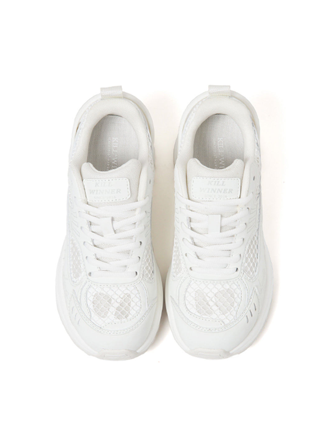 White Mesh Sculpted-Sole Runner Sneakers - View 6