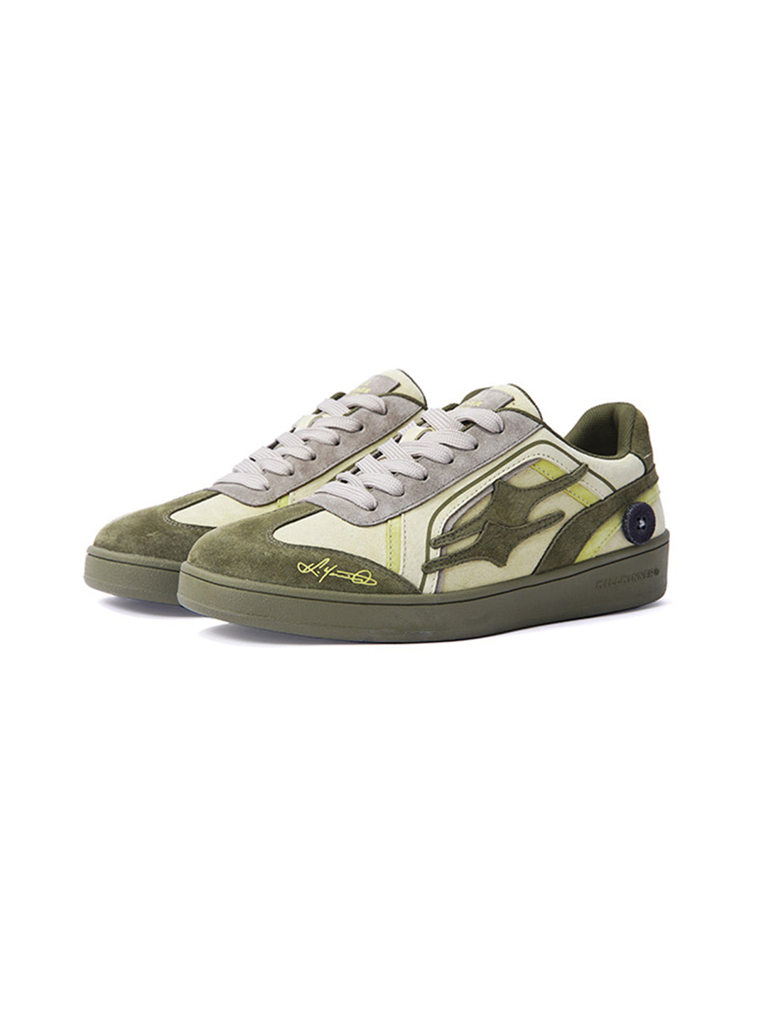 Olive Flame-Panel Low-Profile Trainers - View 5