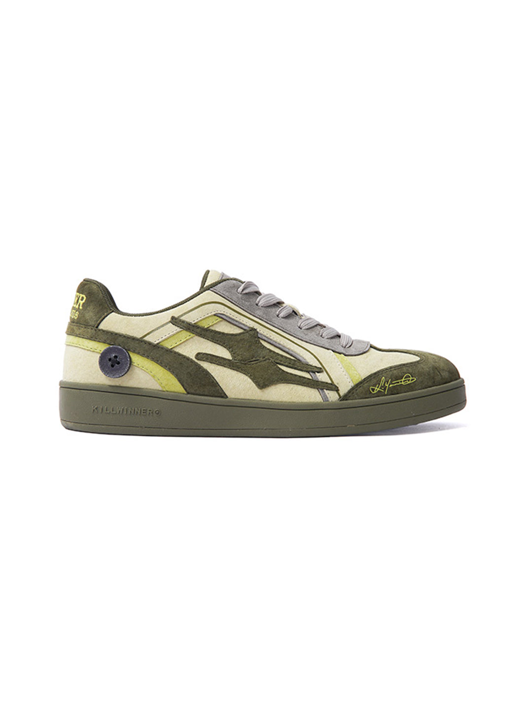 Olive Flame-Panel Low-Profile Trainers - View 8
