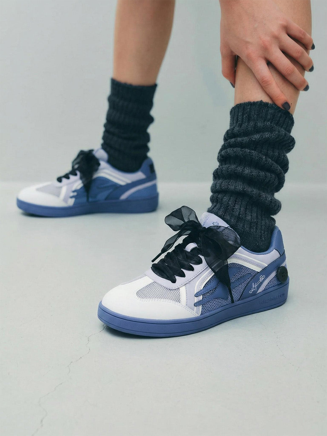 Wisteria Bow-Lace Retro Court Sneakers - View 3