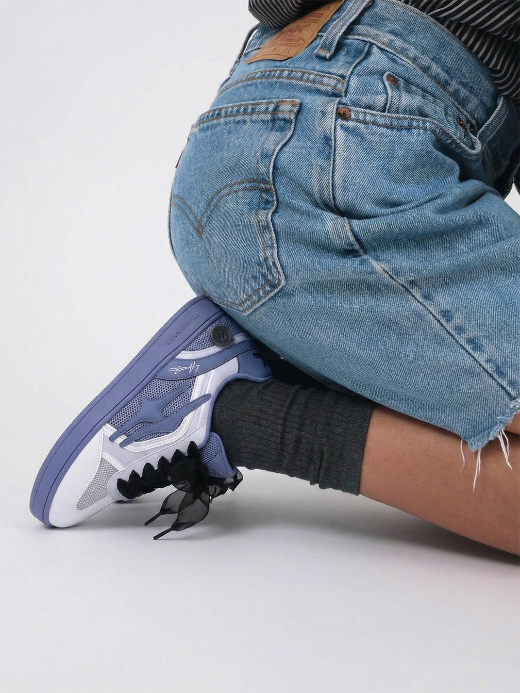Wisteria Bow-Lace Retro Court Sneakers - View 4