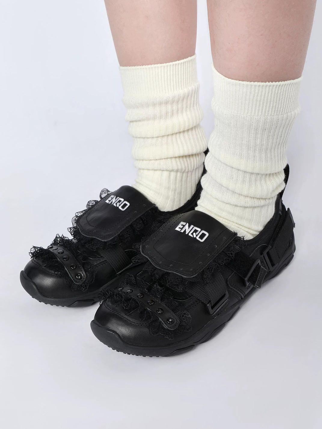 Lace-Trim Buckle Strap Ballet Sneakers - view 3
