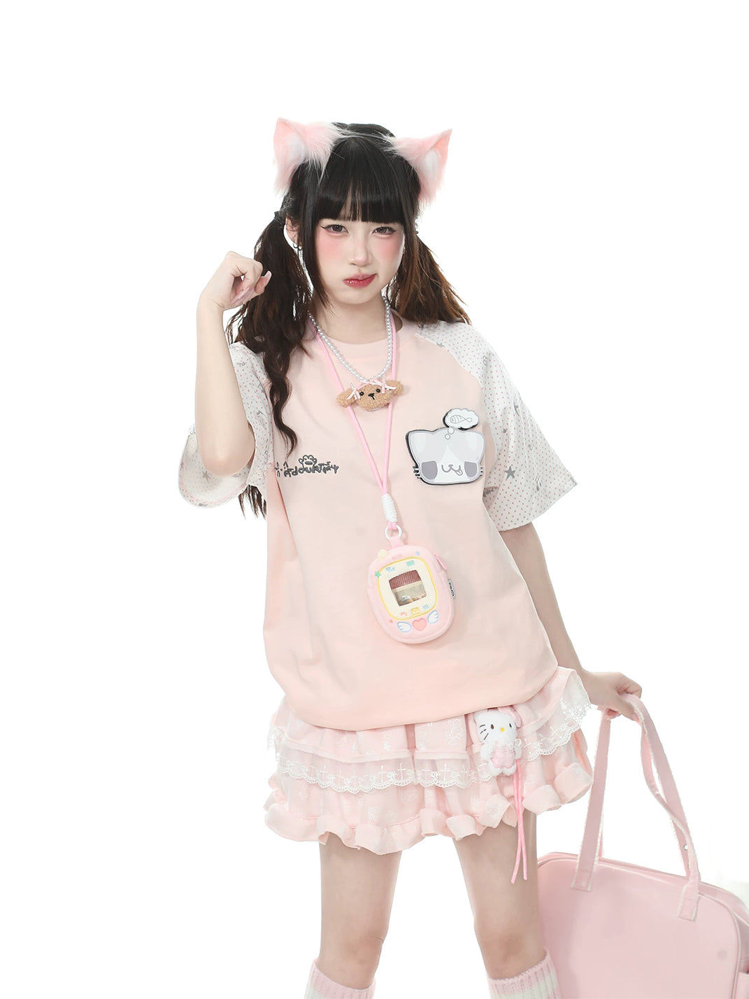 Cat-Patch Oversized Short-Sleeve T-Shirt - View 3