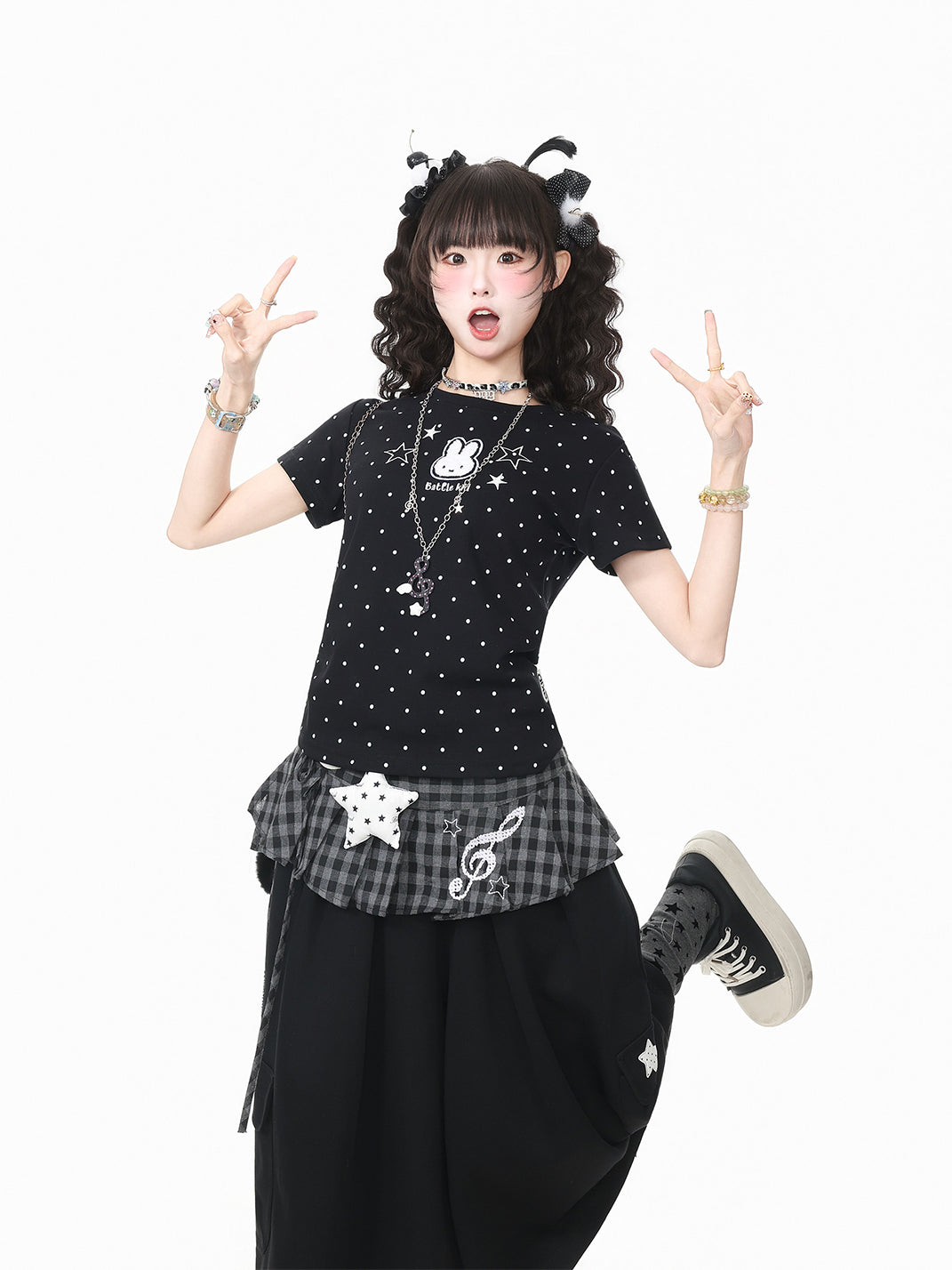 Star-Bunny Embroidered Cotton T-Shirt - View 2