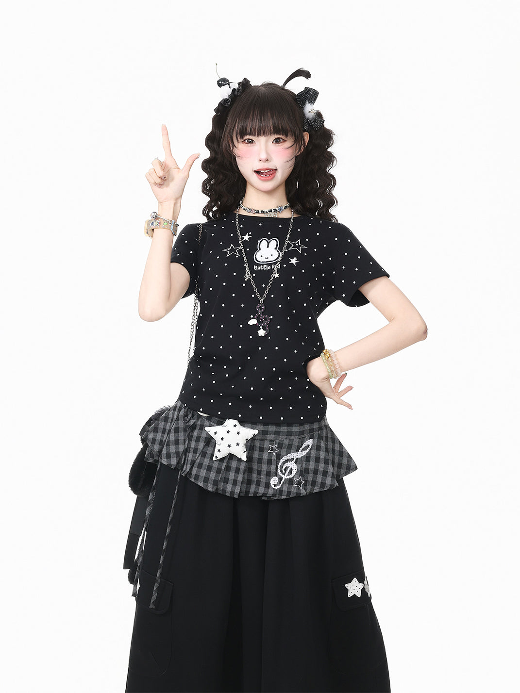 Star-Bunny Embroidered Cotton T-Shirt - View 3