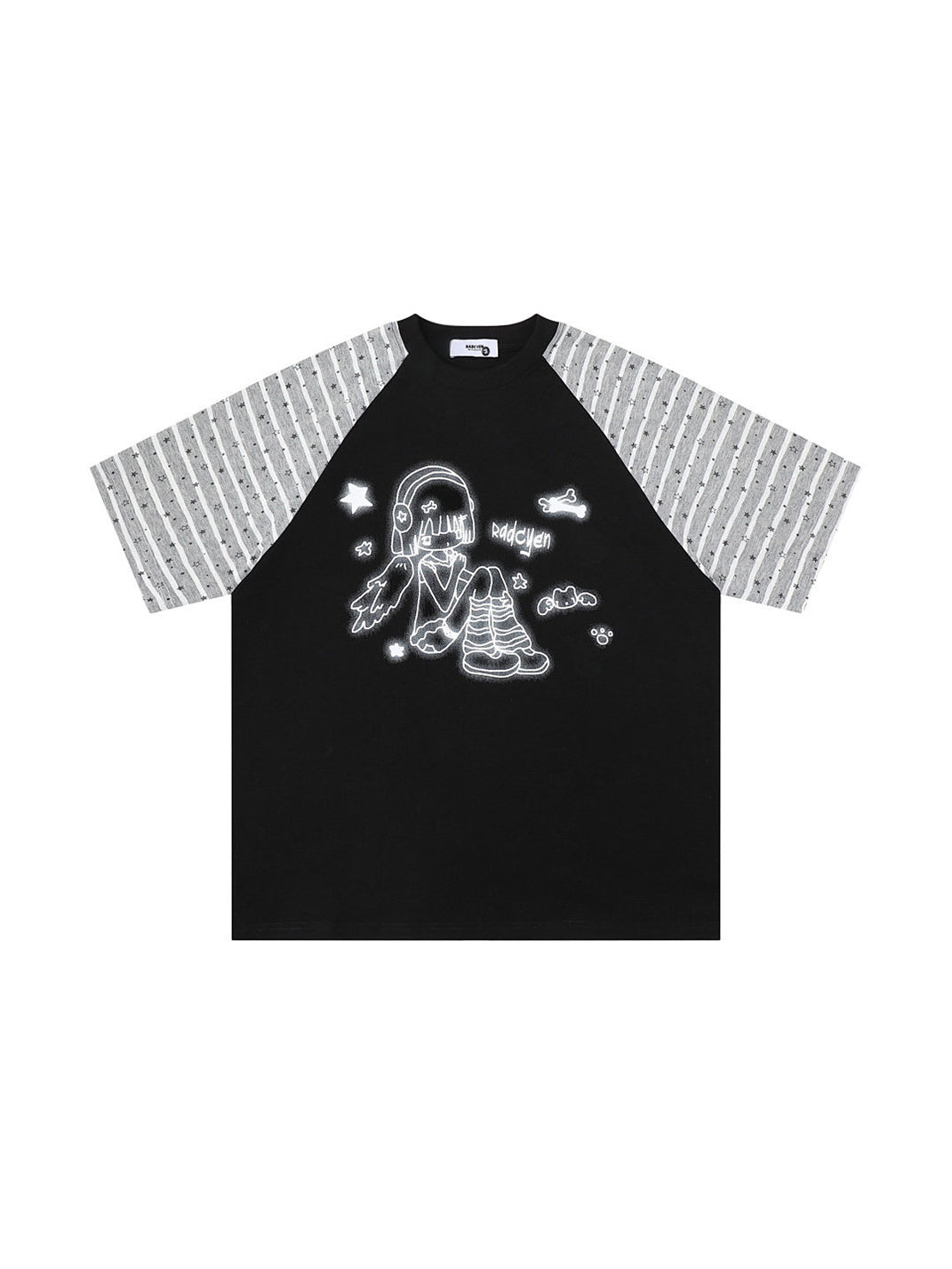 Cartoon Stripe Cotton Short-Sleeve T-Shirt