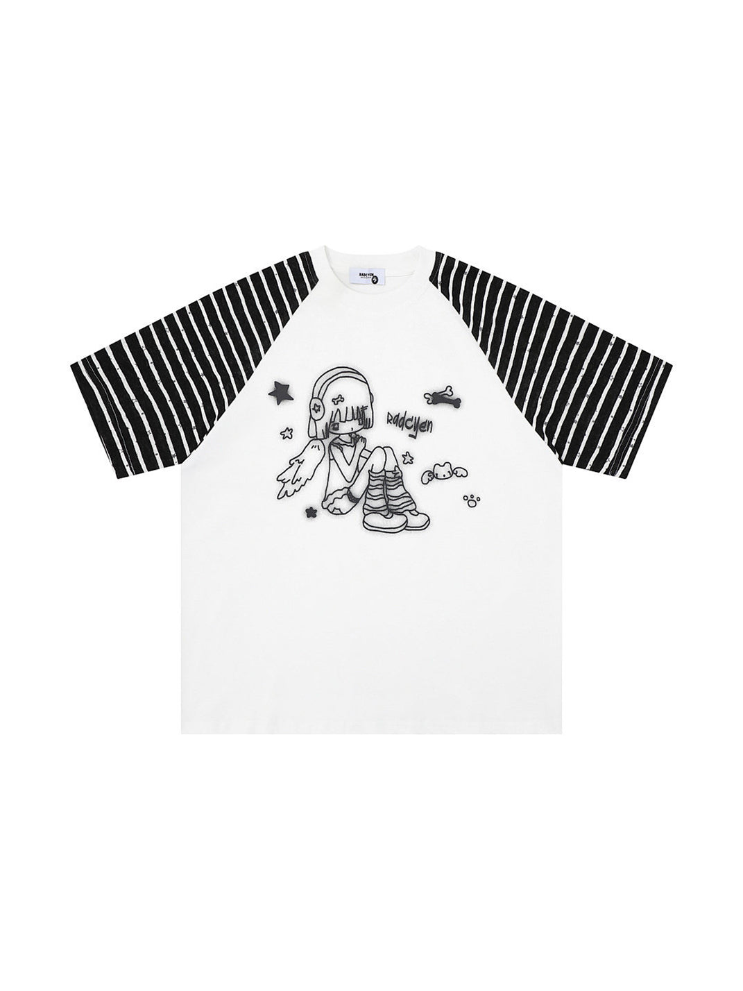 Cartoon Stripe Cotton Short-Sleeve T-Shirt - View 4