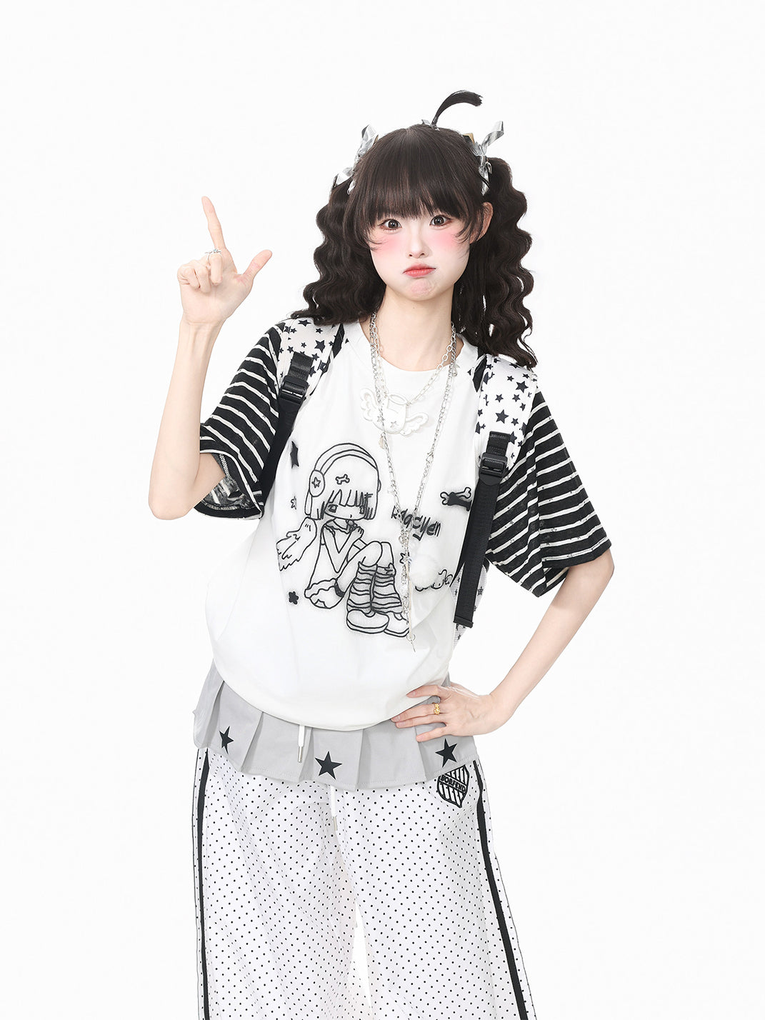 Cartoon Stripe Cotton Short-Sleeve T-Shirt - View 6