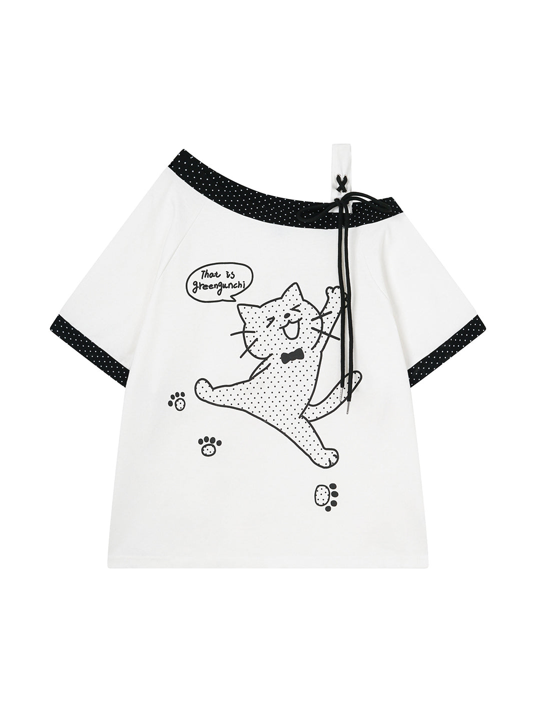 Cat-Graphic Off-Shoulder Cotton Top - View 4