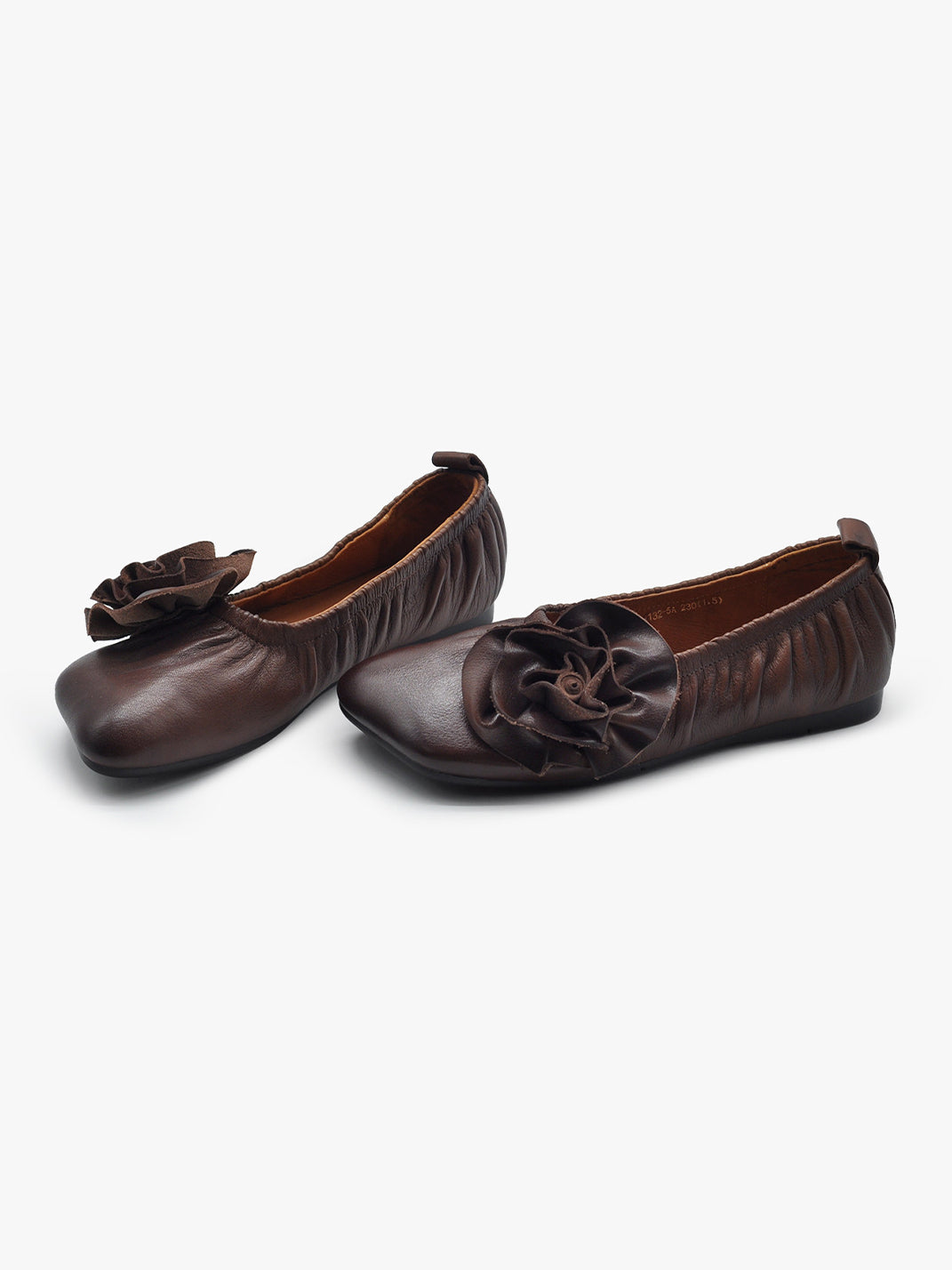 Leather Flower Soft Ballet Flats - View 9