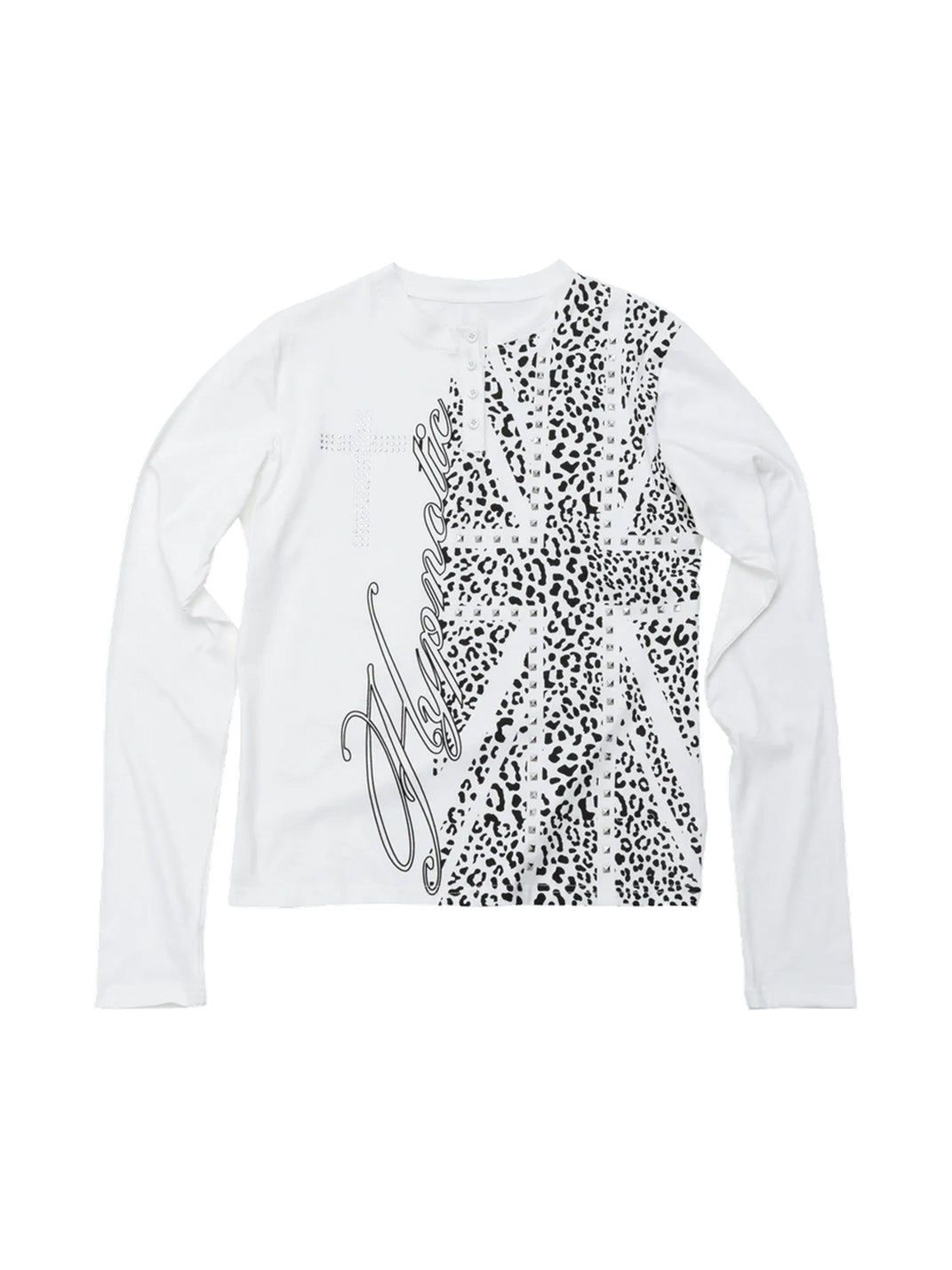 Leopard Crest Embellished Cotton Henley — product view 1