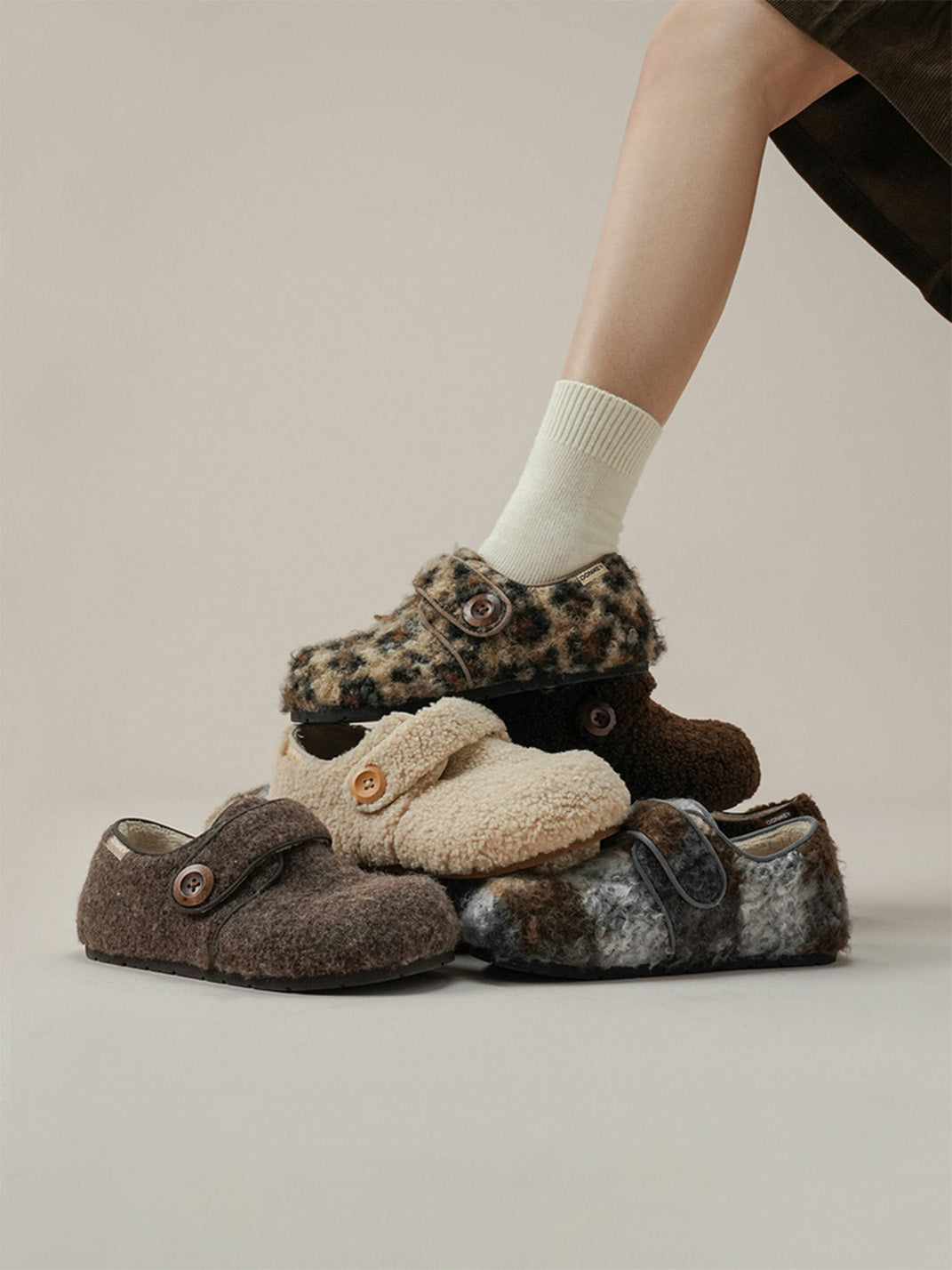Leopard Faux-Fur Velcro Slip-On Shoes - View 5