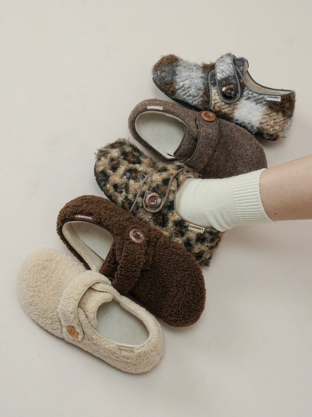Leopard Faux-Fur Velcro Slip-On Shoes - View 12