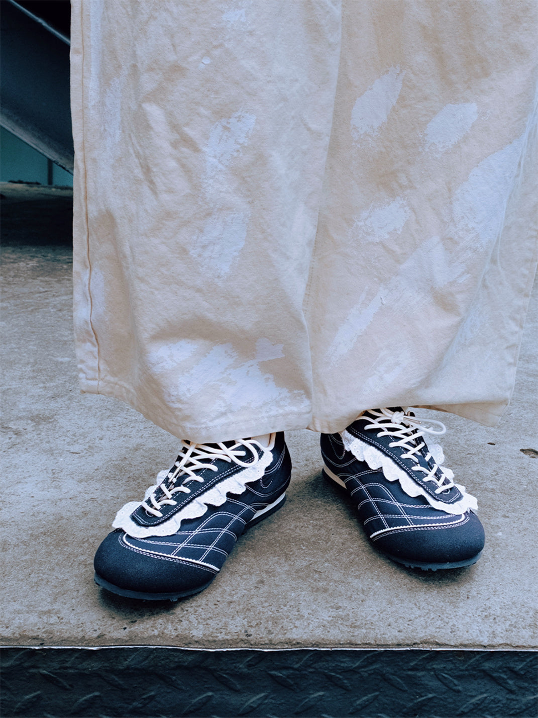 Navy Contrast-Stitch Low-Profile Trainers - View 2