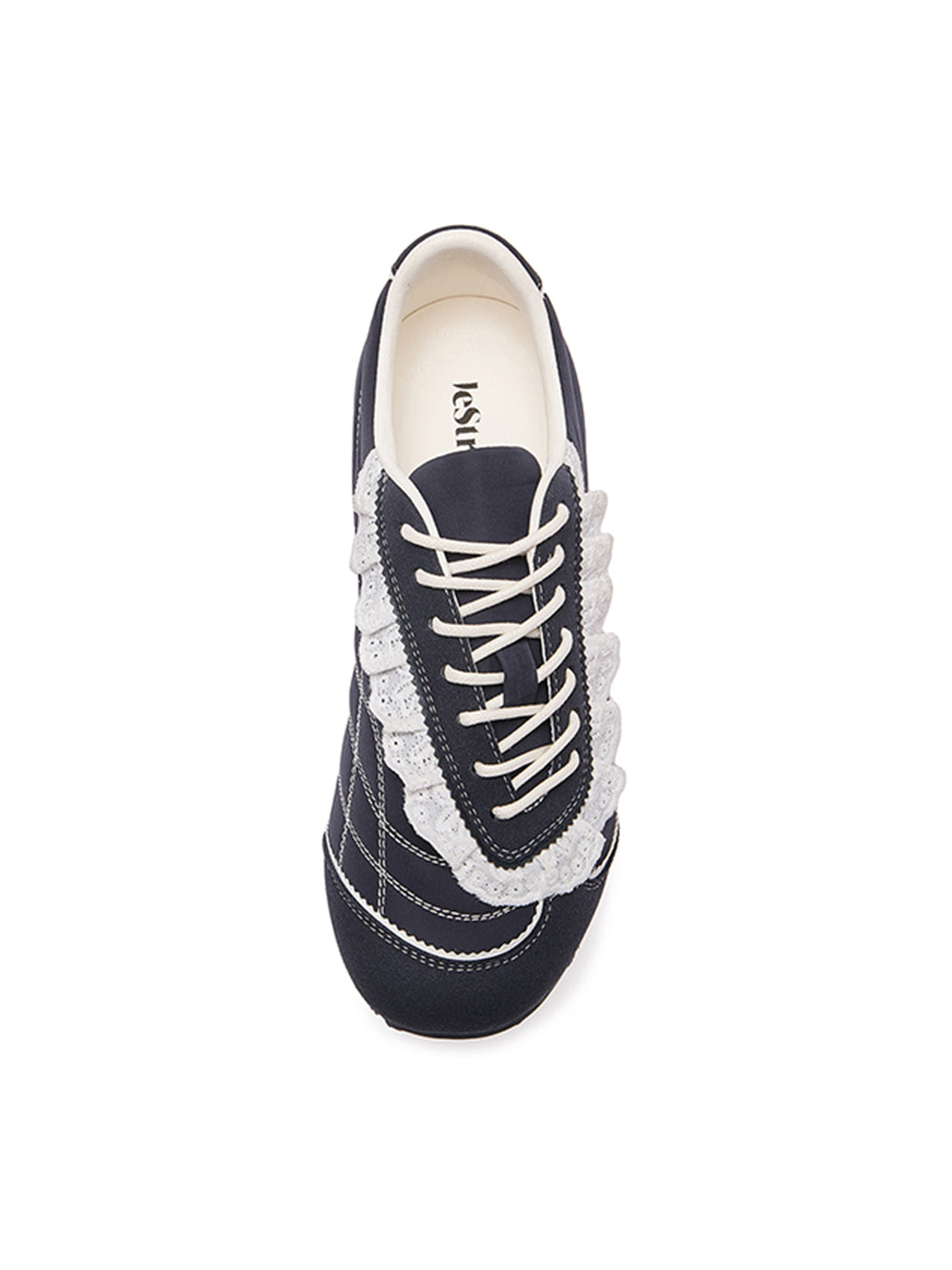 Navy Contrast-Stitch Low-Profile Trainers - View 9
