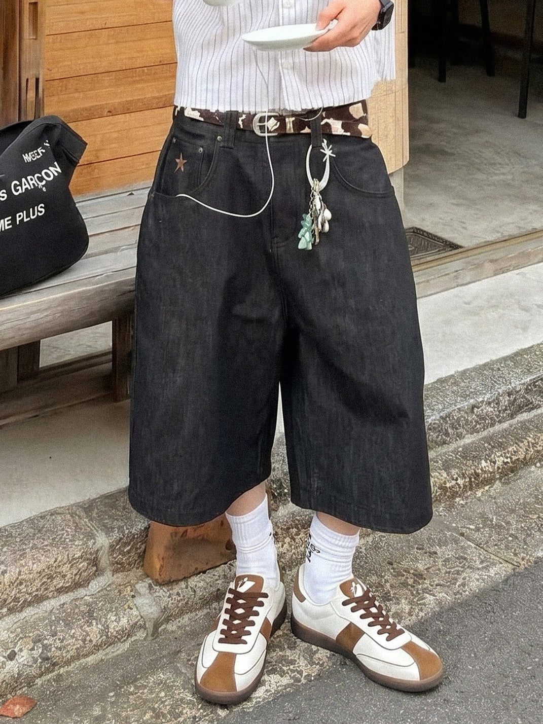 Brown Suede-Panel Gum-Sole Trainers - View 5