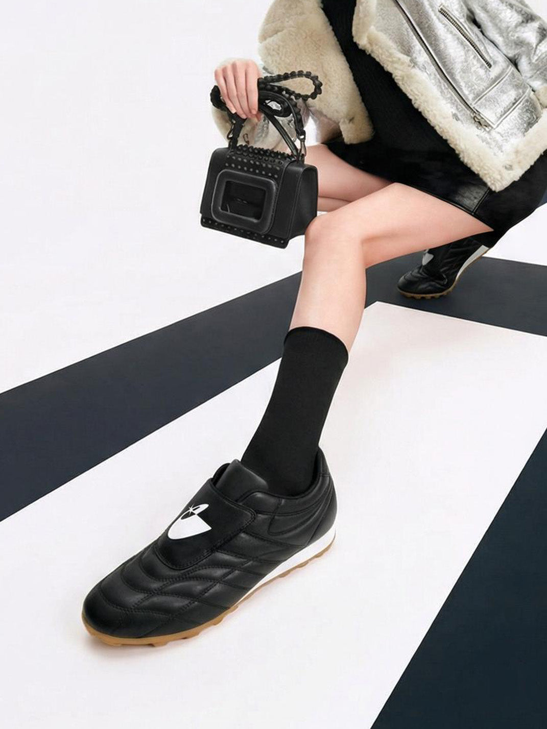 Quilted Leather Soccer Trainer Sneakers - View 3