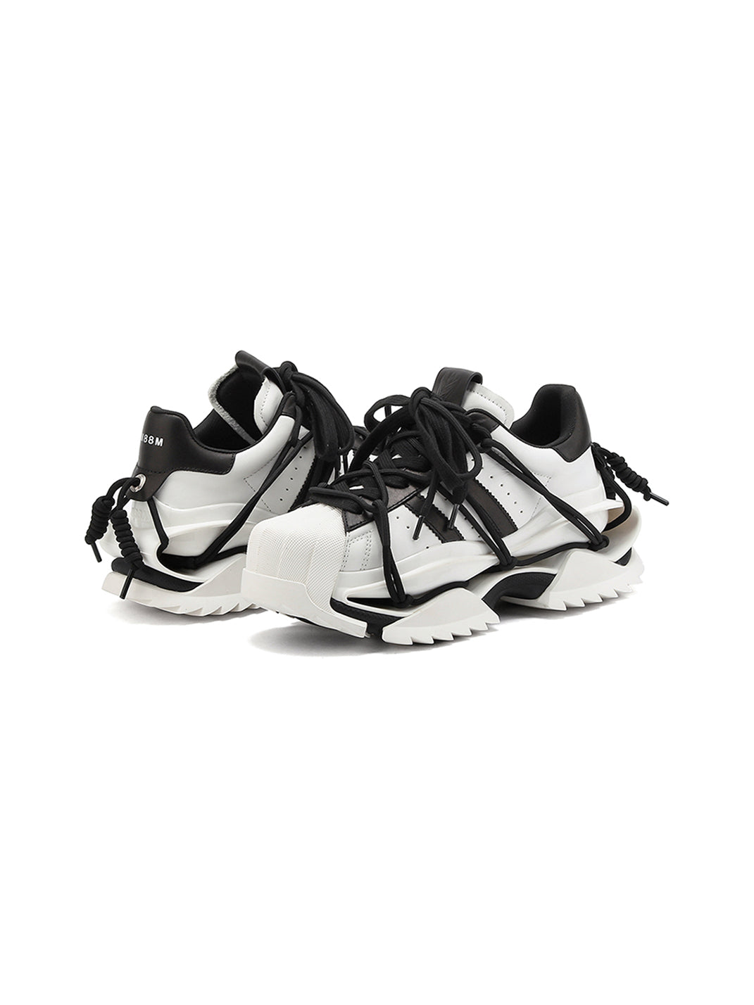 Strapped Monochrome Sculpted-Sole Sneakers - View 6