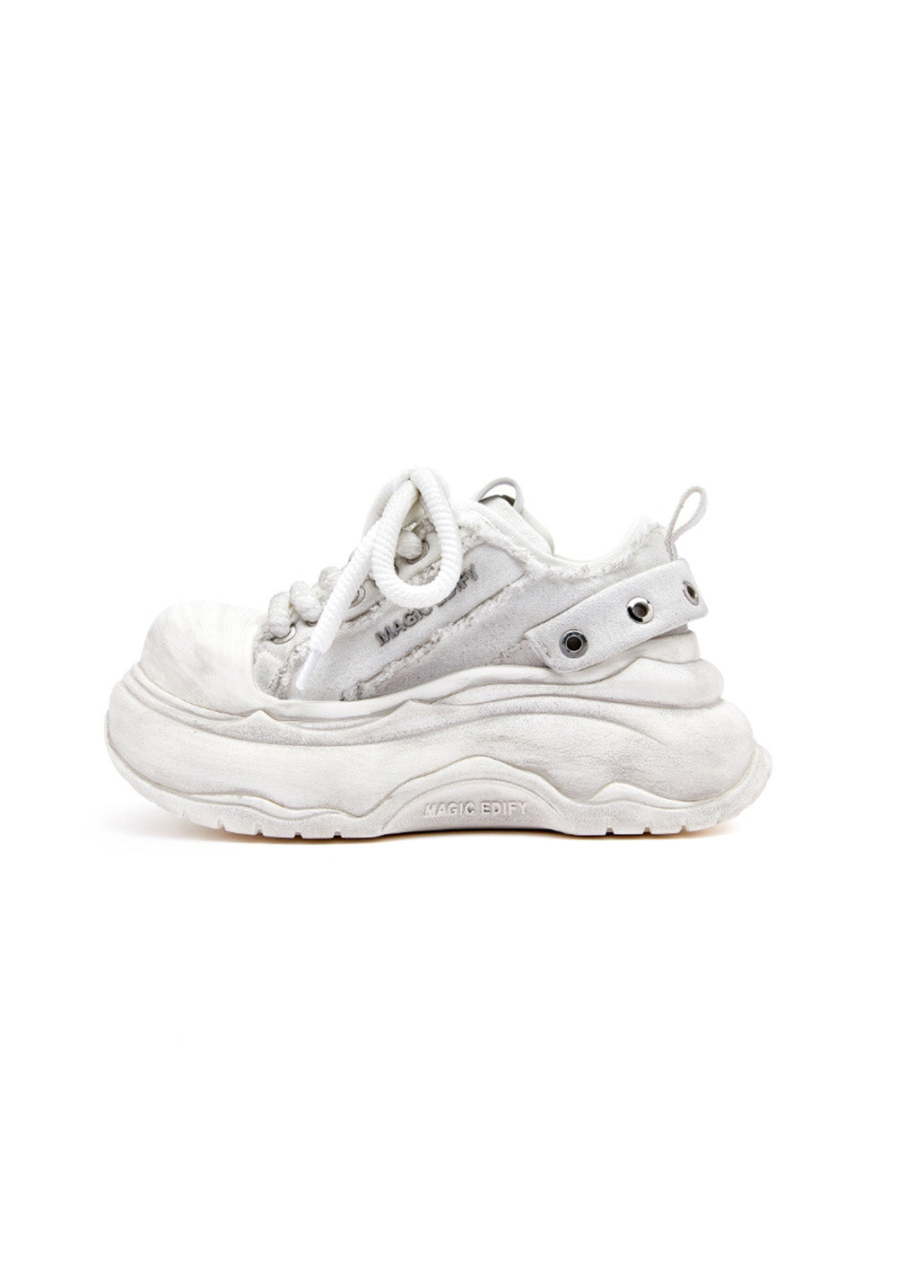 Distressed Denim Platform Sneakers - View 8