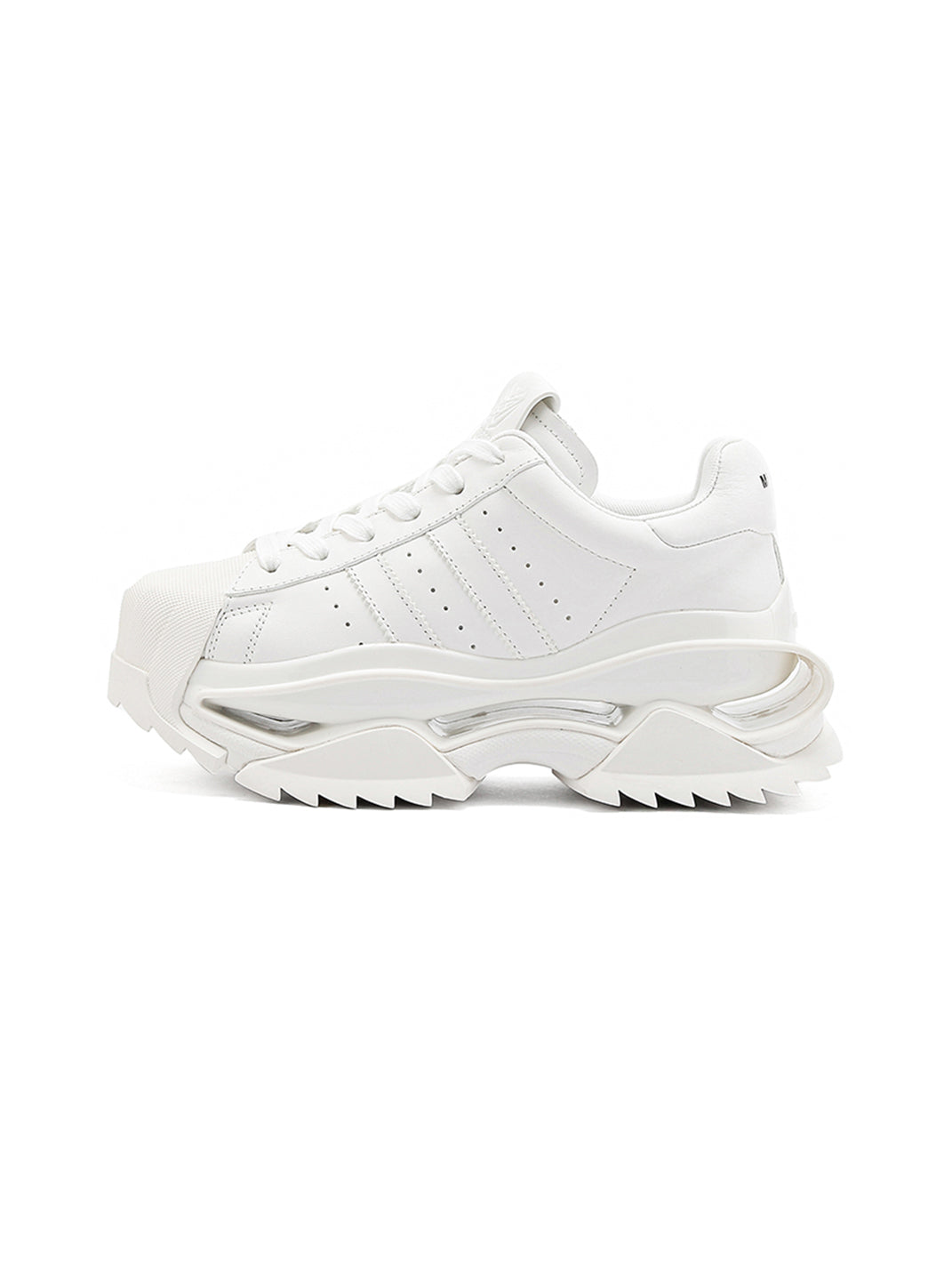 White Cutout-Sole Platform Sneakers