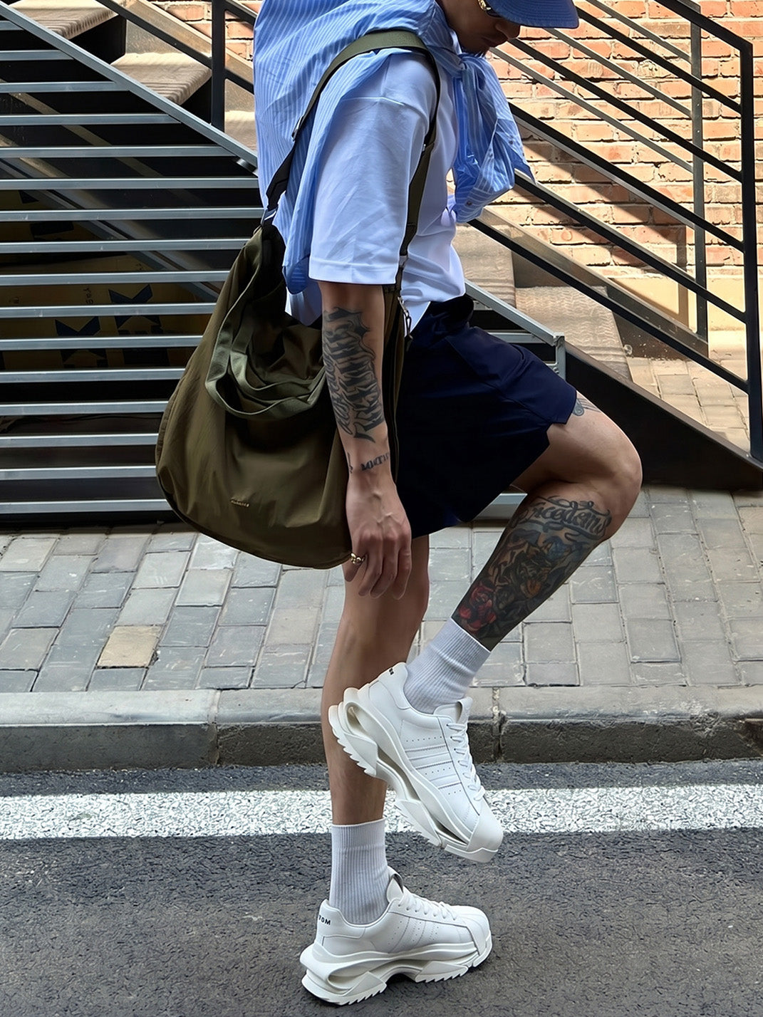 White Cutout-Sole Platform Sneakers - View 2
