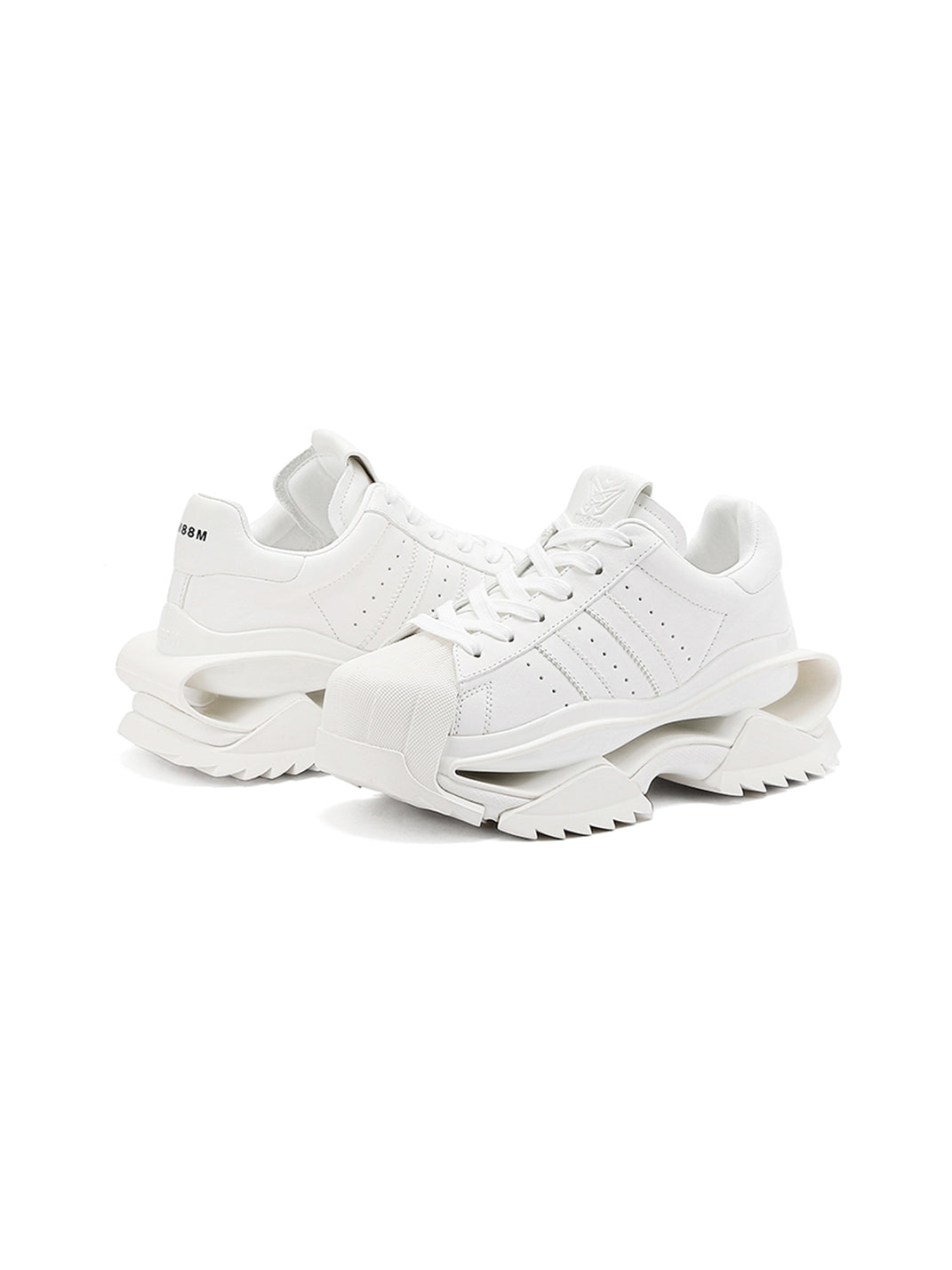 White Cutout-Sole Platform Sneakers - View 5