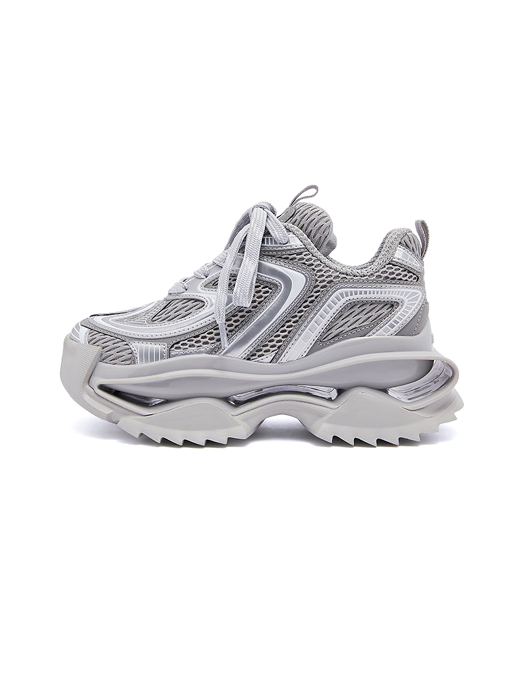 Silver Mesh Sculpted-Sole Runner Sneakers