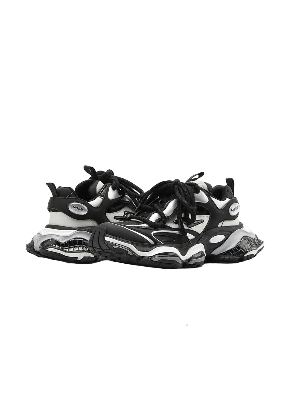 Black-Silver Air-Cushioned Runner Sneakers - View 4