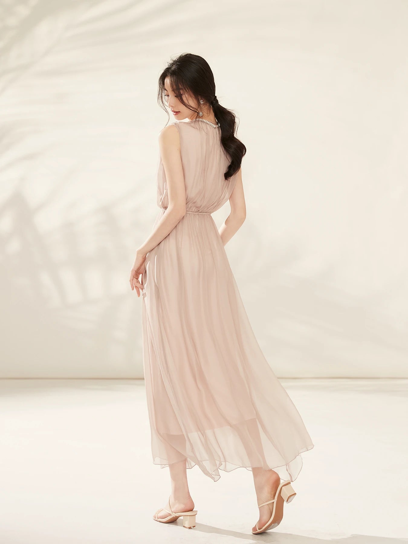 Champagne Silk Midi Dress product view 1