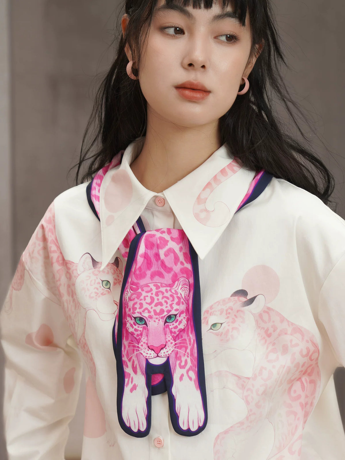 Pink Panther Print Long Scarf product view 1