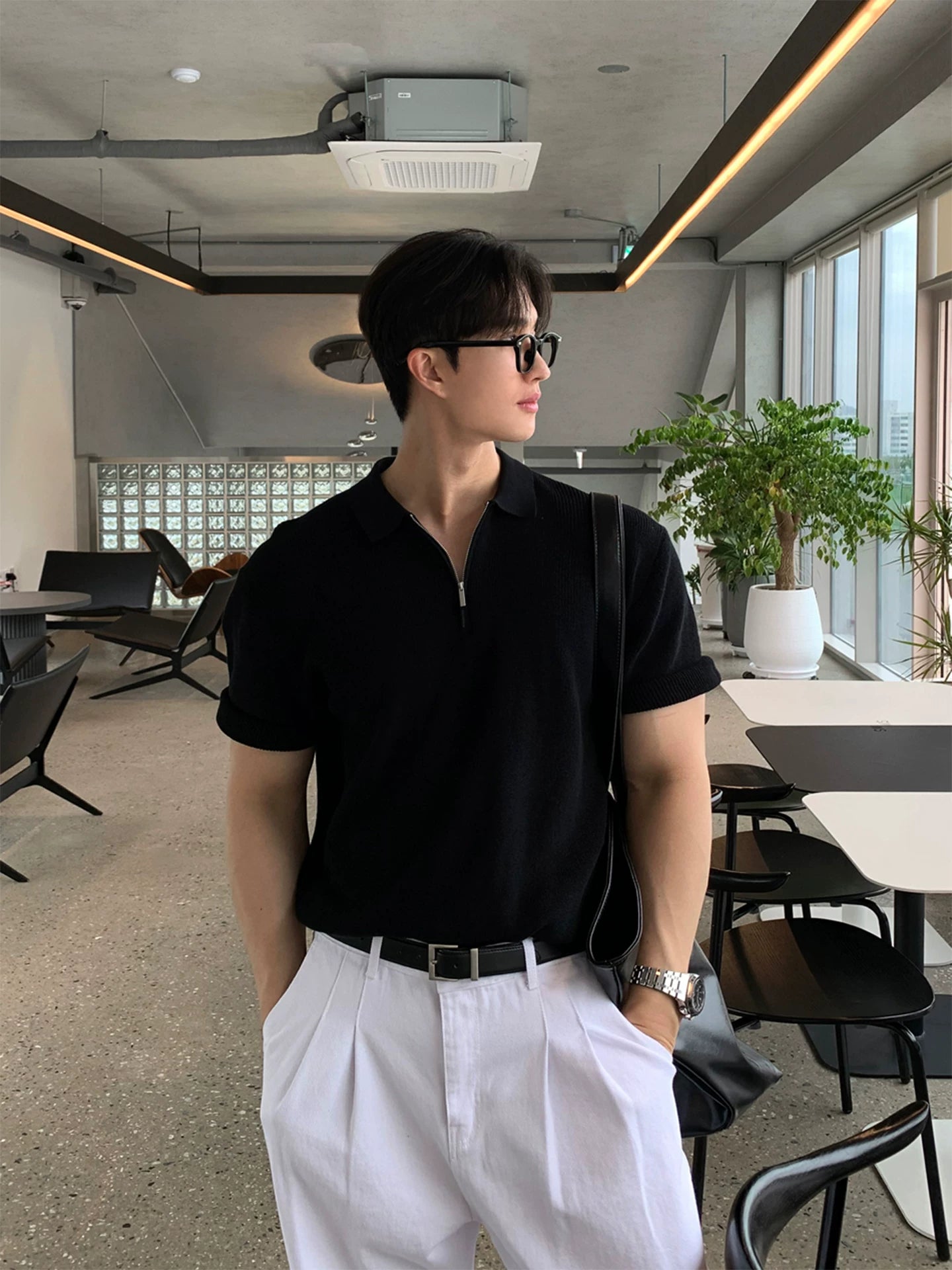 Half-Zip Knit Polo Shirt product view 1