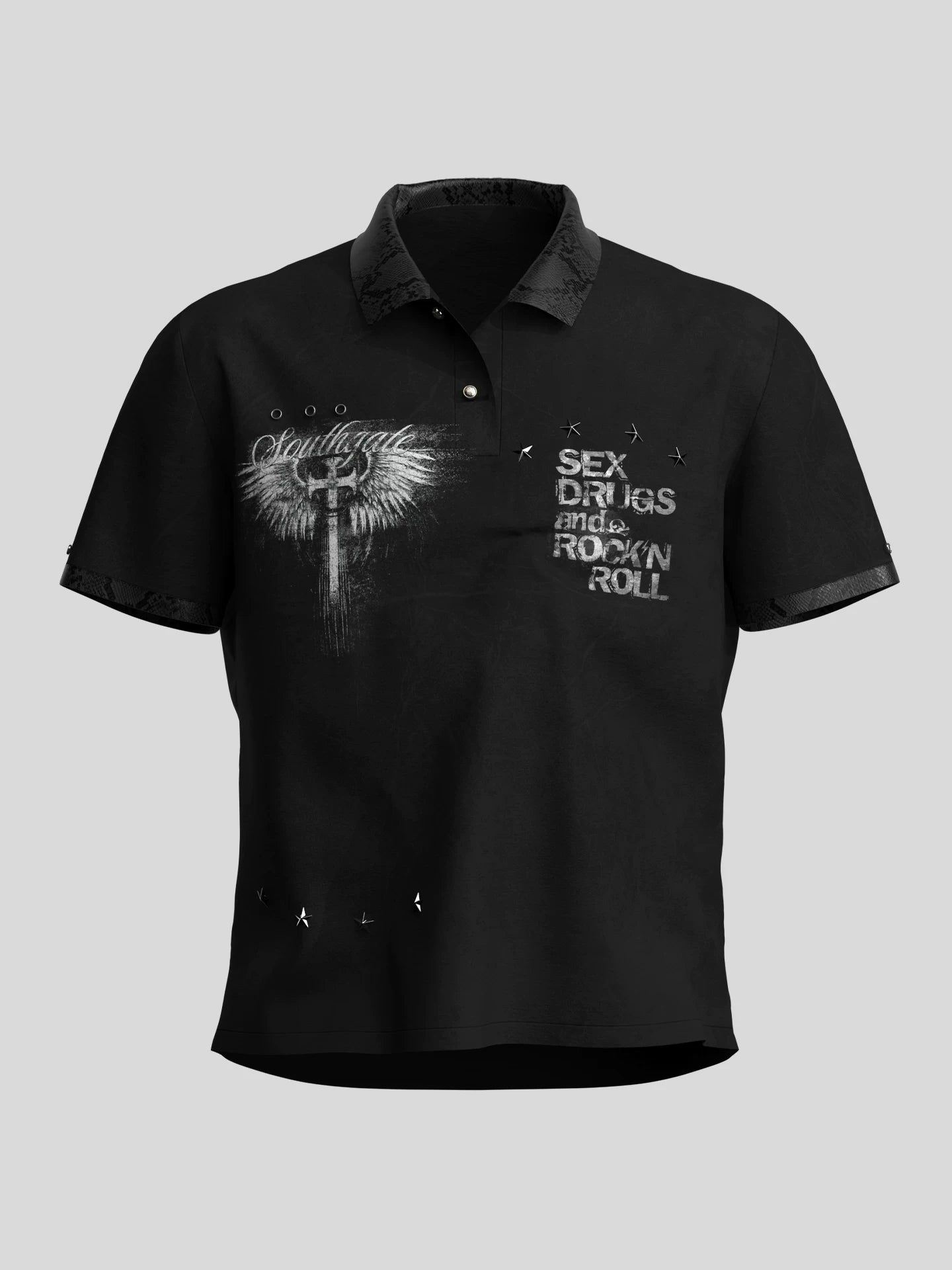 Studded Rock Graphic Cotton Polo product view 1