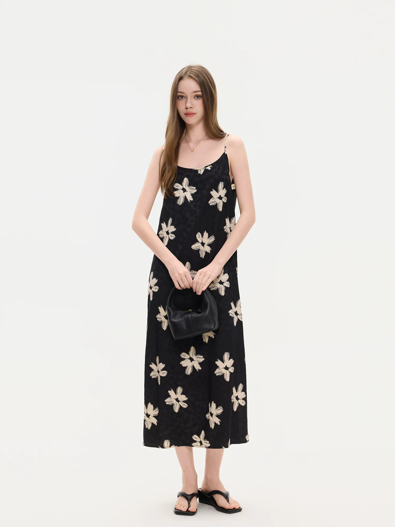 Floral Applique Slip Midi Dress product view 1