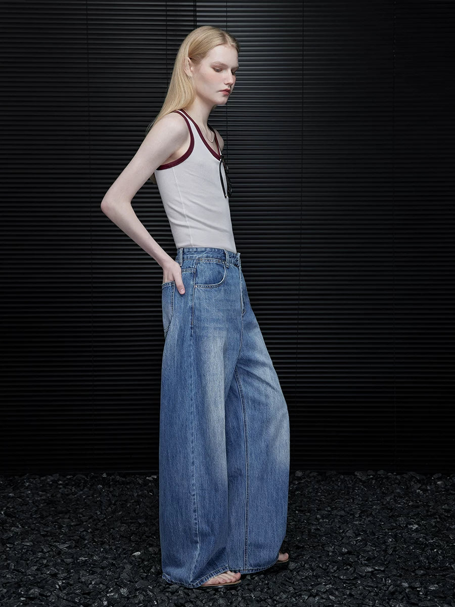 Vintage-Wash Barrel-Leg Jeans product view 2
