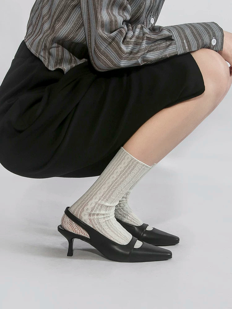 Square-Toe Strap Slingback Heels product view 2