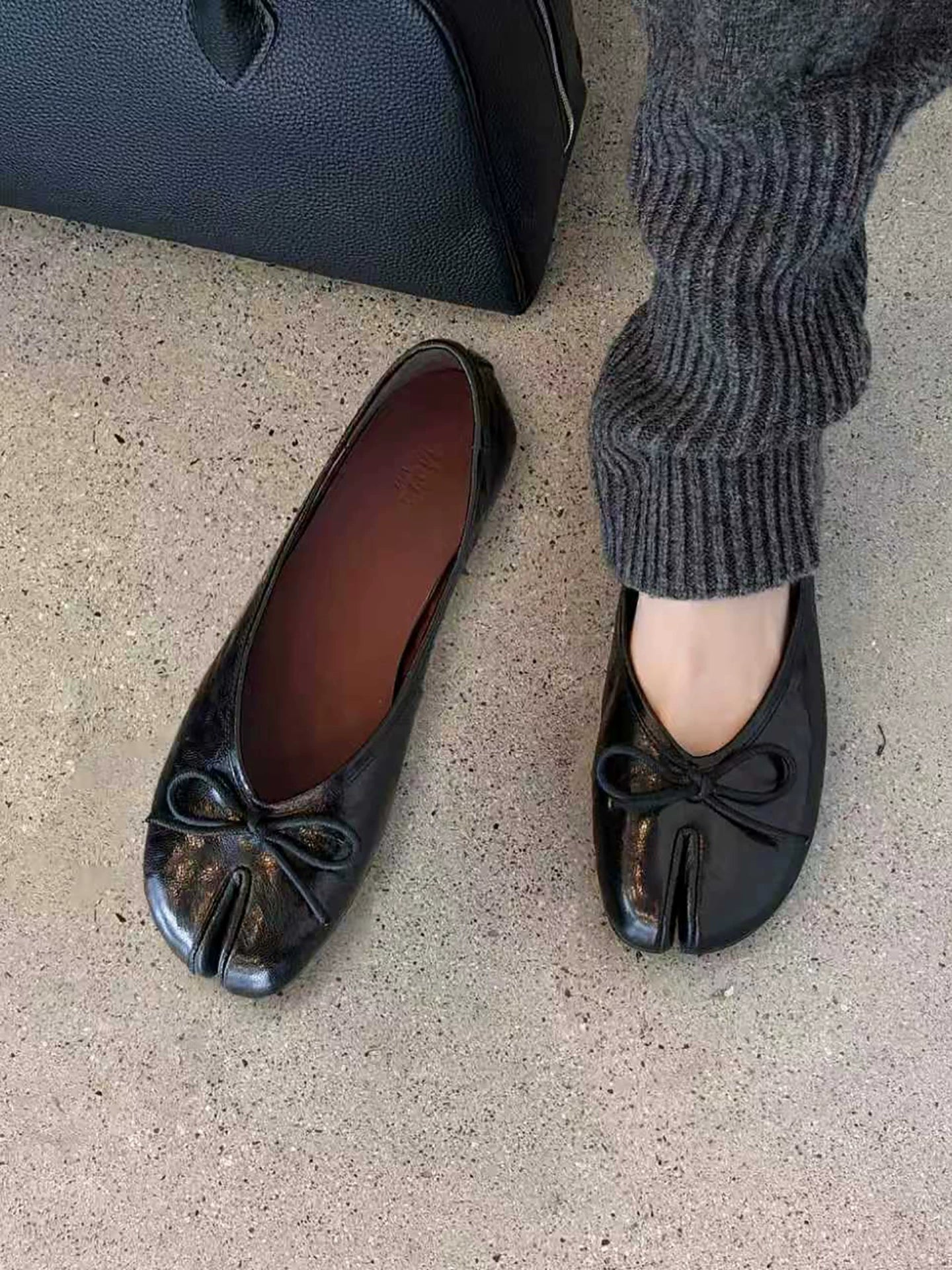 Split-Toe Leather Ballet Flats product view 1